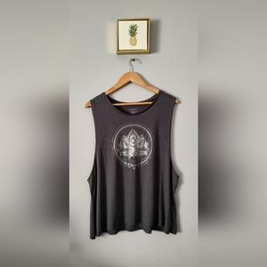 Tank Top Evolution And Creation Color Gray Boho Lotus Style Yoga Top Good Cond.